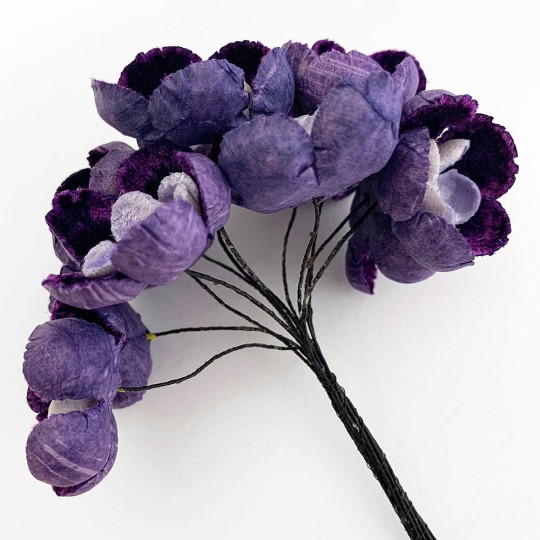 Bunch of Large Paper and Velvet Buttercups ~ Purple + Light Purple