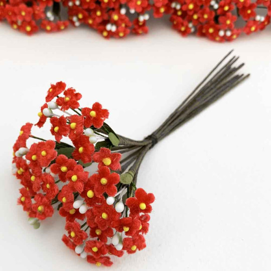 Bundle of Petite Velvet Forget me Nots ~ Czech Republic ~ RED