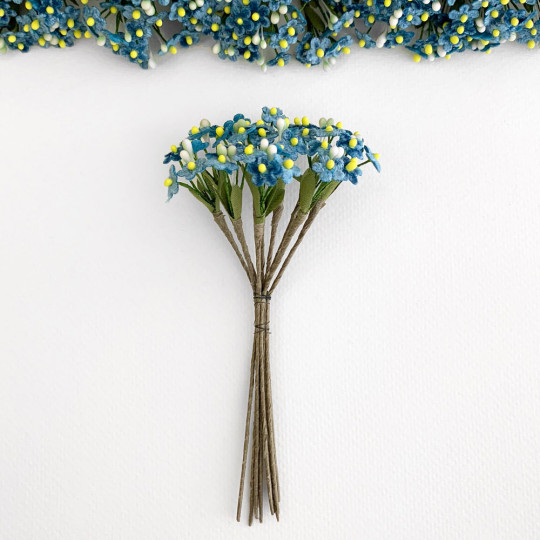 Bundle of Petite Velvet Forget me Nots ~ Czech Republic ~ MEDIUM BLUE