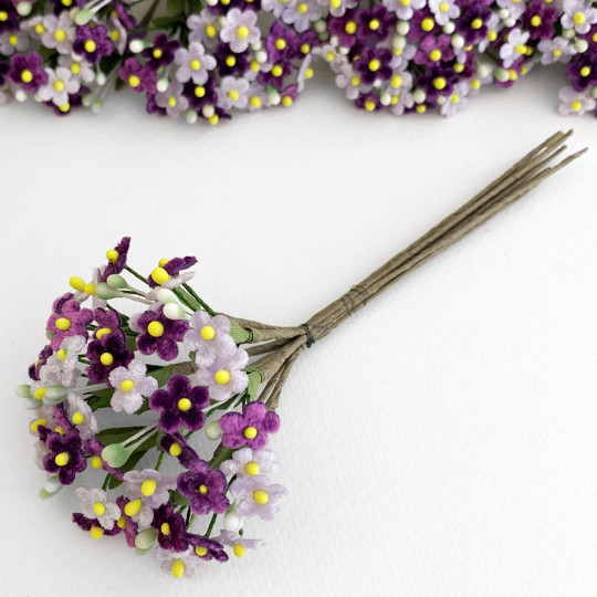 Mixed Bundle of Petite Mixed Velvet Forget me Nots ~ Czech Republic ~ PURPLE + LIGHT PURPLE MIX
