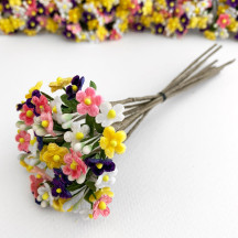 Mixed Bundle of Petite Velvet Forget me Nots ~ Czech Republic ~ PURPLE, YELLOW, PINK and WHITE MIX
