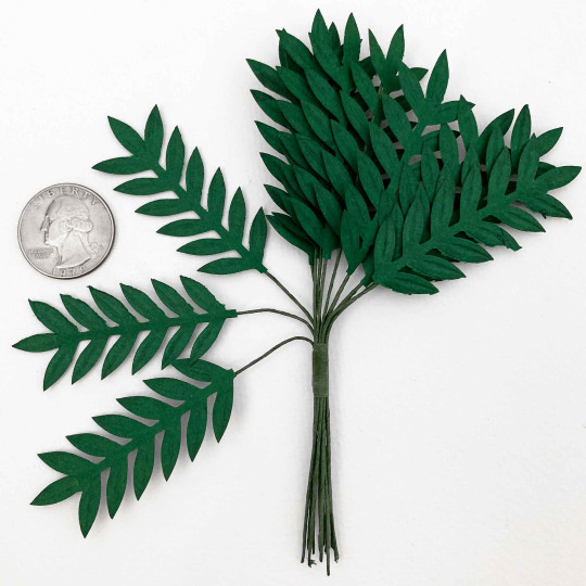 12 Green Fern Leaves ~ 2-1/4" Long