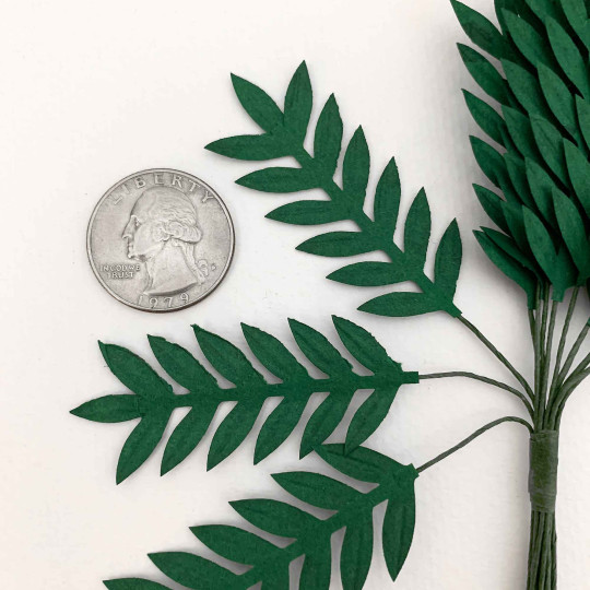 12 Green Fern Leaves ~ 2-1/4" Long