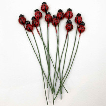 Set of 12 Petite Ladybug Picks Craft Embellishment