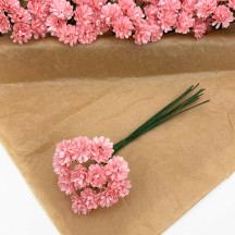 12 Pink Paper Ruffled Flower Blossoms ~ 1/2"