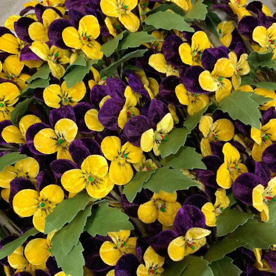Spray of Small Velvet Pansies ~ Czech Republic ~ Dark Purple + Yellow