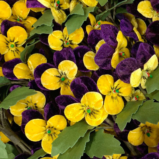 Spray of Small Velvet Pansies ~ Czech Republic ~ Dark Purple + Yellow