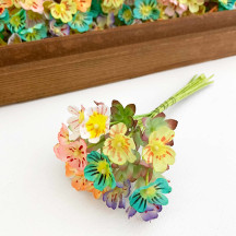 Mixed Colors Fabric Meadow Flowers ~ Bunch of 12 ~ Czech Republic