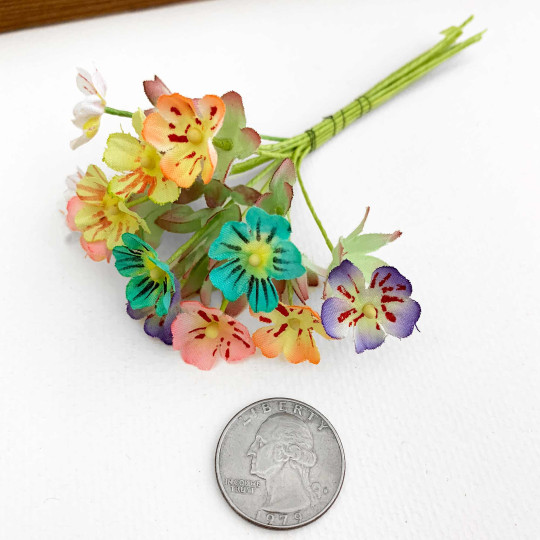 Mixed Colors Fabric Meadow Flowers ~ Bunch of 12 ~ Czech Republic