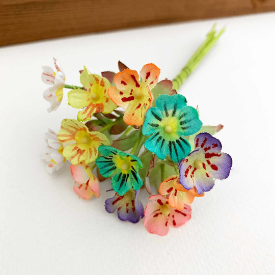 Mixed Colors Fabric Meadow Flowers ~ Bunch of 12 ~ Czech Republic