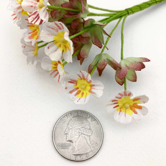 White Fabric Meadow Flowers ~ Bunch of 12 ~ Czech Republic