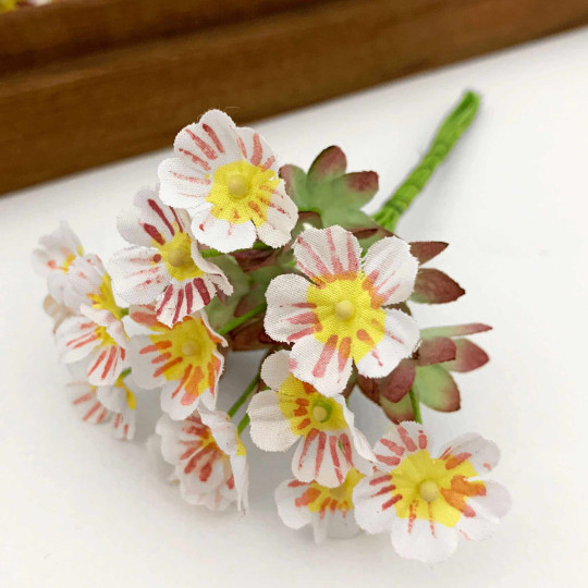 White Fabric Meadow Flowers ~ Bunch of 12 ~ Czech Republic