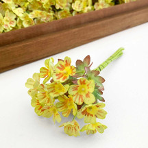 Lime-Yellow Fabric Meadow Flowers ~ Bunch of 12 ~ Czech Republic