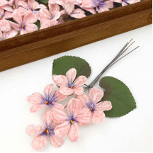 Spray of 5 Light Pink + Blueish Purple Velvet Violets ~ Czech Republic