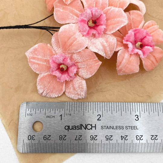 5 Velvet Fabric Narcissus ~ Czech Republic ~ Pink Mix