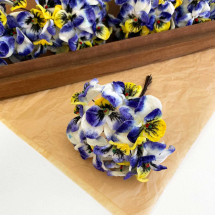 Bundle of Small Velvet Pansies ~ Johnny Jump Up Blue + Yellow ~ 12 Craft Stems
