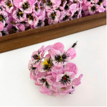 Bundle of Small Velvet Pansies ~ Lavender Purple + Yellow ~ 12 Craft Stems