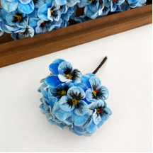 Bundle of Small Velvet Pansies ~ Blue Mix ~ 12 Craft Stems