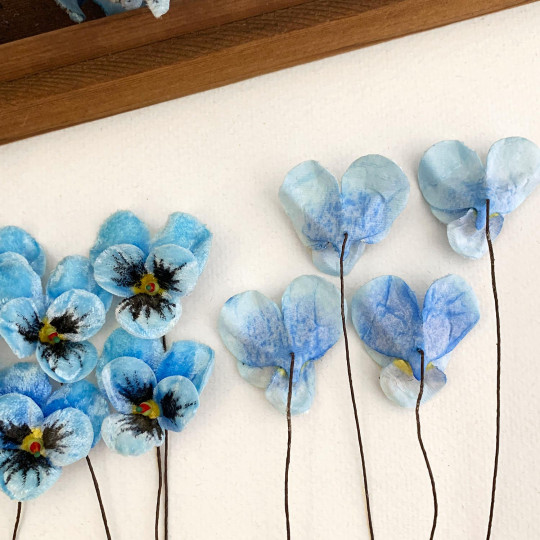 Bundle of Small Velvet Pansies ~ Blue Mix ~ 12 Craft Stems