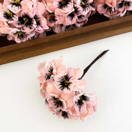 Bundle of Small Velvet Pansies ~ Light Pink ~ 12 Craft Stems
