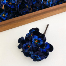 Bundle of Small Velvet Pansies ~ Navy Blue Mix ~ 12 Craft Stems