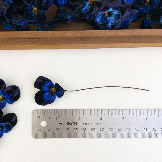 Bundle of Small Velvet Pansies ~ Navy Blue Mix ~ 12 Craft Stems