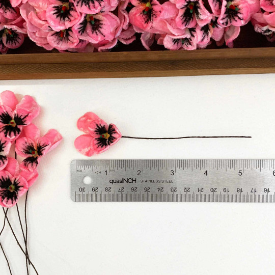 Bundle of Small Velvet Pansies ~ Pink ~ 12 Craft Stems