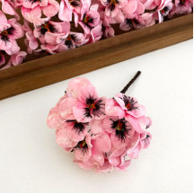 Bundle of Small Velvet Pansies ~ Light Pink + Medium Pink ~ 12 Craft Stems