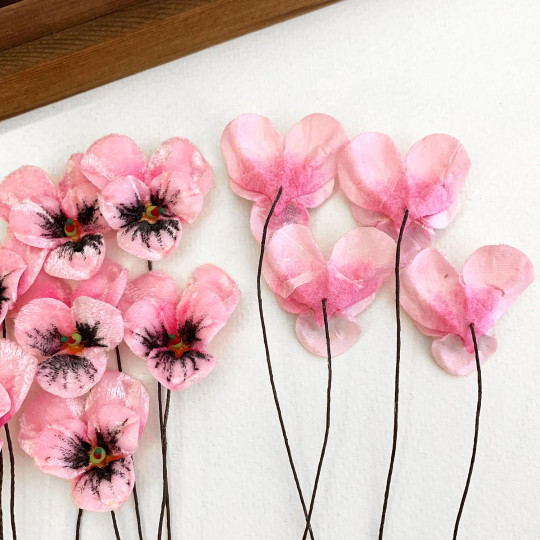 Bundle of Small Velvet Pansies ~ Light Pink + Medium Pink ~ 12 Craft Stems