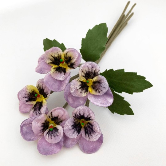 Spray of Small Velvet Pansies ~ Czech Republic ~ Light Purple