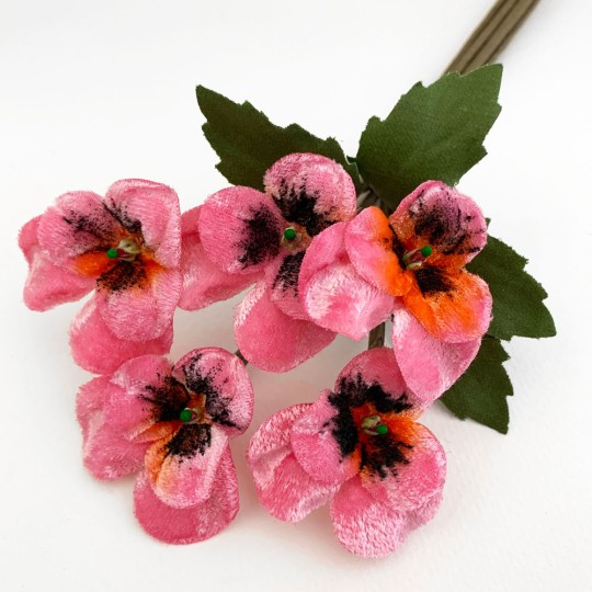 Spray of Small Velvet Pansies ~ Czech Republic ~ Pink + Orange
