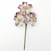 Spray of 3 Off White and Purple Velvet Orchids ~ Czech Republic