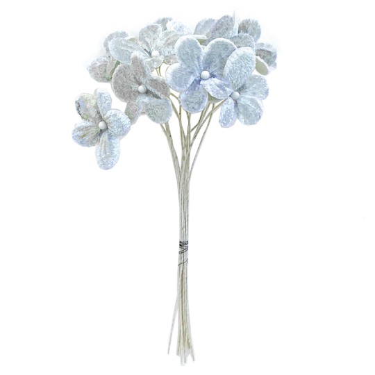 Bouquet of 12 Bluish Grey Velvet Forget Me Nots ~ Czech Republic