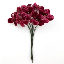 Bouquet of 12 Dusty Burgundy Velvet Forget Me Nots ~ Czech Republic