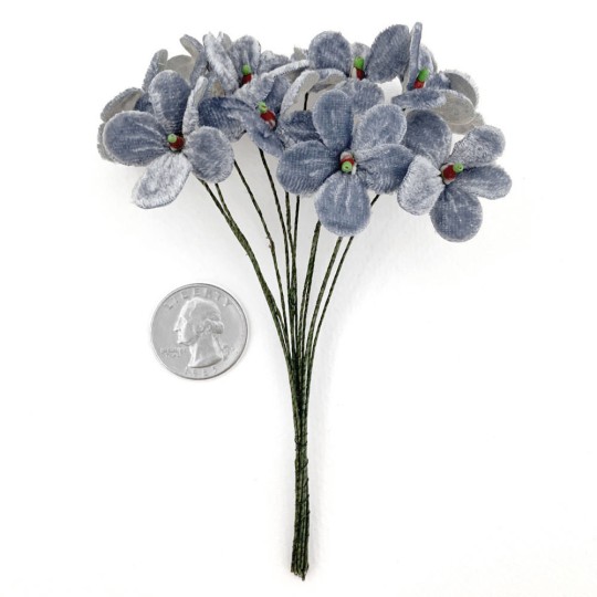 Bouquet of 12 Dusty Light Blue Velvet Forget Me Nots ~ Czech Republic