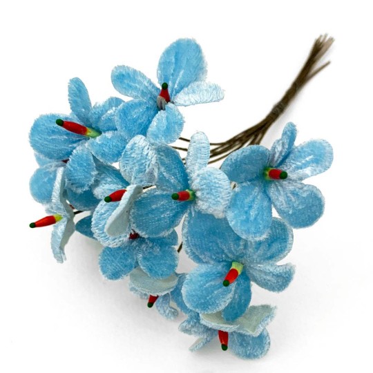 Bouquet of 12 Light Blue Velvet Forget Me Nots ~ Czech Republic