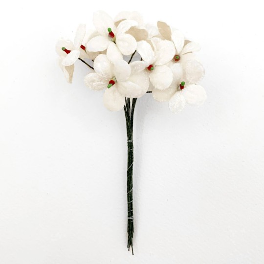 Bouquet of 12 White Velvet Forget Me Nots ~ Czech Republic