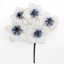 5 Velvet Fabric Narcissus ~ Czech Republic ~ White + Blue