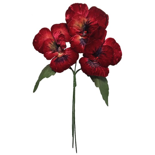 Bundles Vin Millinery Flowers Red Velvet w/White Stamens French 