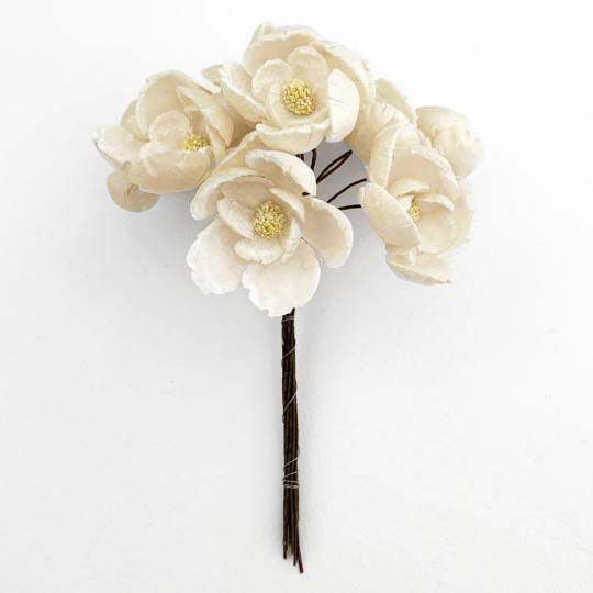 Bunch of Large Paper and Velvet Buttercups ~ Antique White
