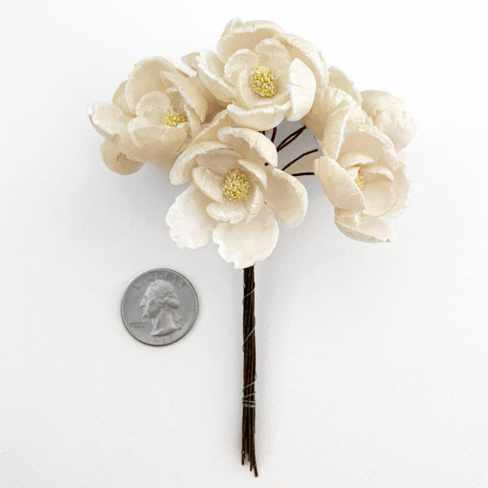 Bunch of Large Paper and Velvet Buttercups ~ Antique White