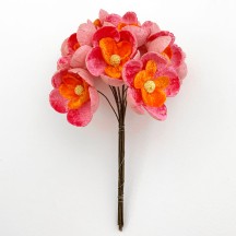 Bunch of Large Paper and Velvet Buttercups ~ Pink + Orange