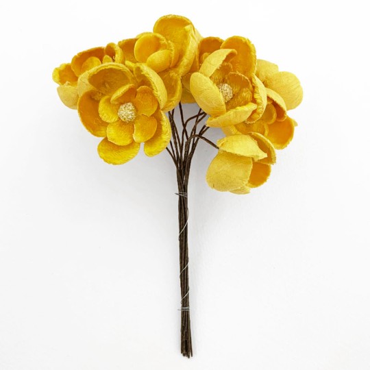 Bunch of Large Paper and Velvet Buttercups ~ Yellow
