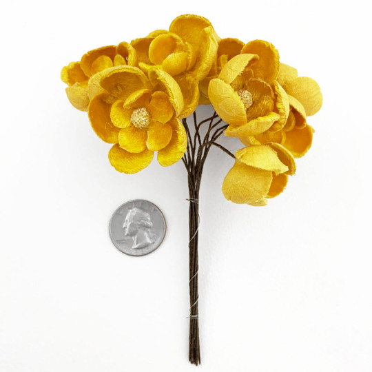 Bunch of Large Paper and Velvet Buttercups ~ Yellow
