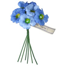 Bundle of 6 Mixed Blue Fabric Primrose Flowers ~ Vintage Germany