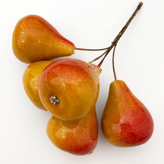5 Orange and Dark Yellow Lacquered Pears Craft Picks ~ 1 3/4"