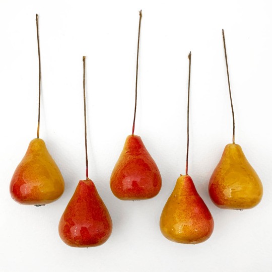 5 Orange and Dark Yellow Lacquered Pears Craft Picks ~ 1 3/4"
