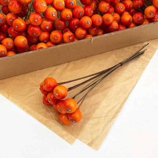 10 Tiny Orange and Red Lacquered Apples ~ 3/8" ~ Czech Republic