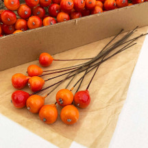 10 Tiny Orange and Red Lacquered Apples ~ 3/8" ~ Czech Republic