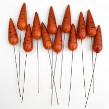 12 Spun Cotton & Lacquered Carrot Craft Stems ~ DARK ORANGE